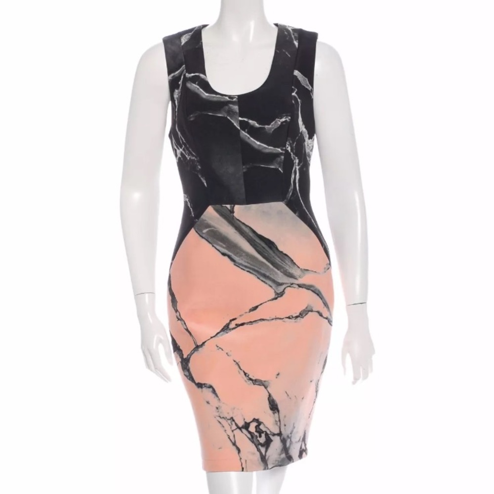 Robert Rodriguez marble scuba sheath dress coral size 4